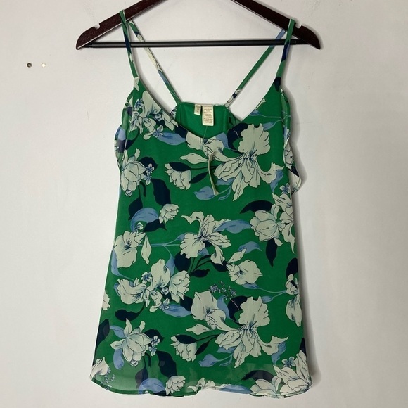 Japna Size Large Green Floral Ruffle Tank Blouse NEW - Picture 2 of 7